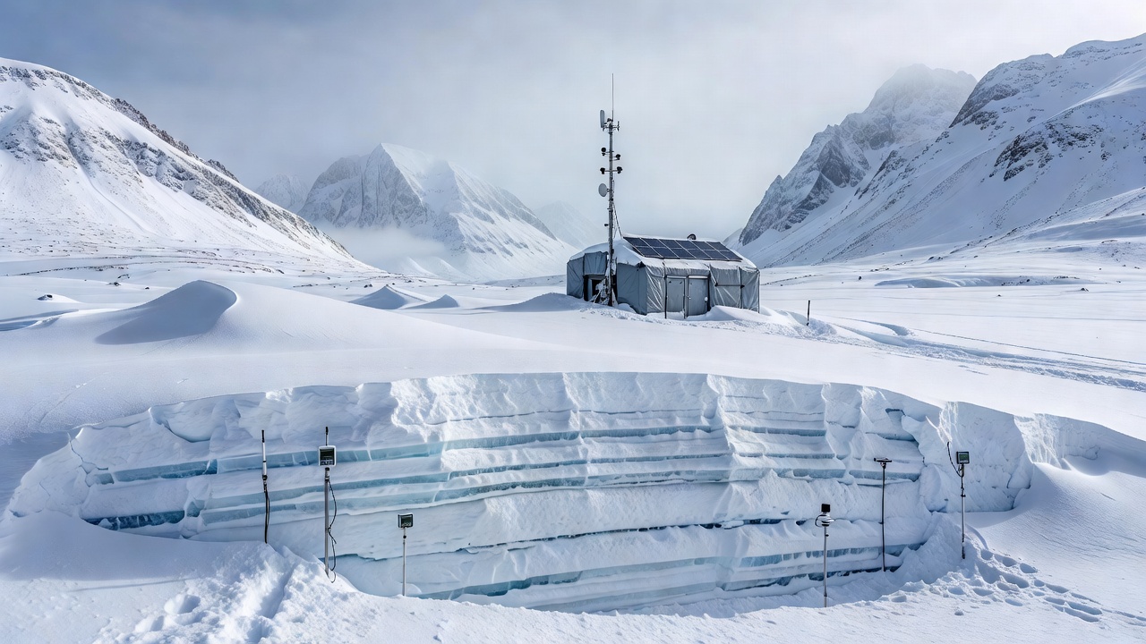 Snowpack evolution in isolated highland valleys reveals historical climate patterns through layered ice formations and advanced sensor monitoring techniques